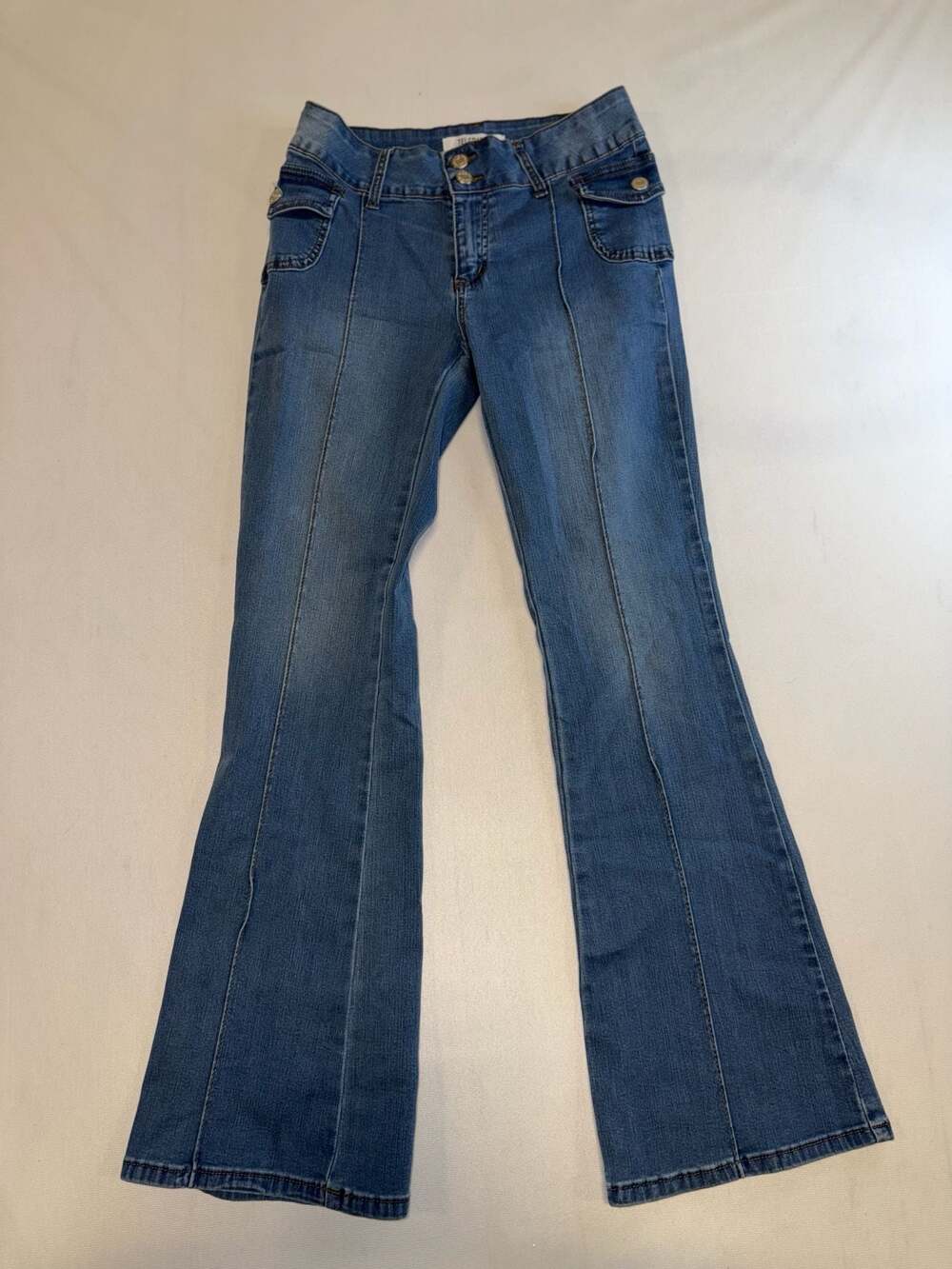 Telepatía Women's Size 9 Y2K Vintage Blue Seamed Flare Leg Jeans